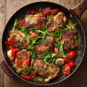 thedigitalcafeai an overhead shot of Chicken Scarpariello. Rece d2811424 58b8 4098 b618 df9da97e897b