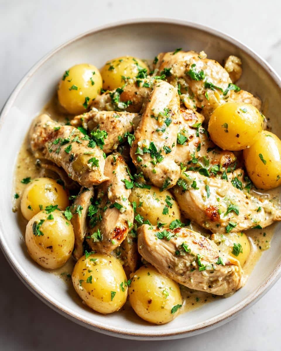 garlic parmesan crockpot chicken and potatoes - detail 2
